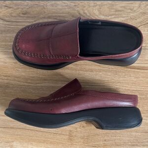 Dansko Vintage Women’s Burgundy Wine Slip-On Clogs Loafers Chunky Stitch Size 41
